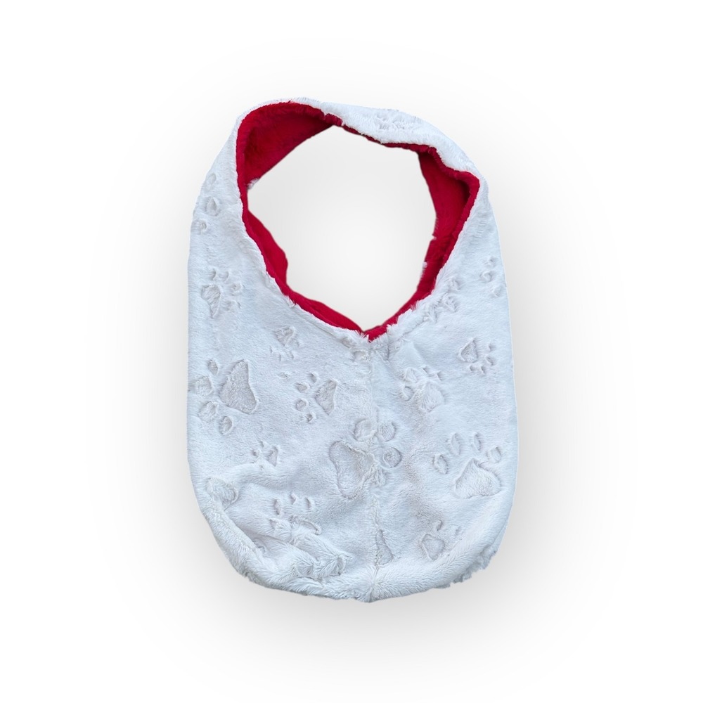 Minky by Margios Reversible Sling White Paw Print Red Plush Bag Stuffed